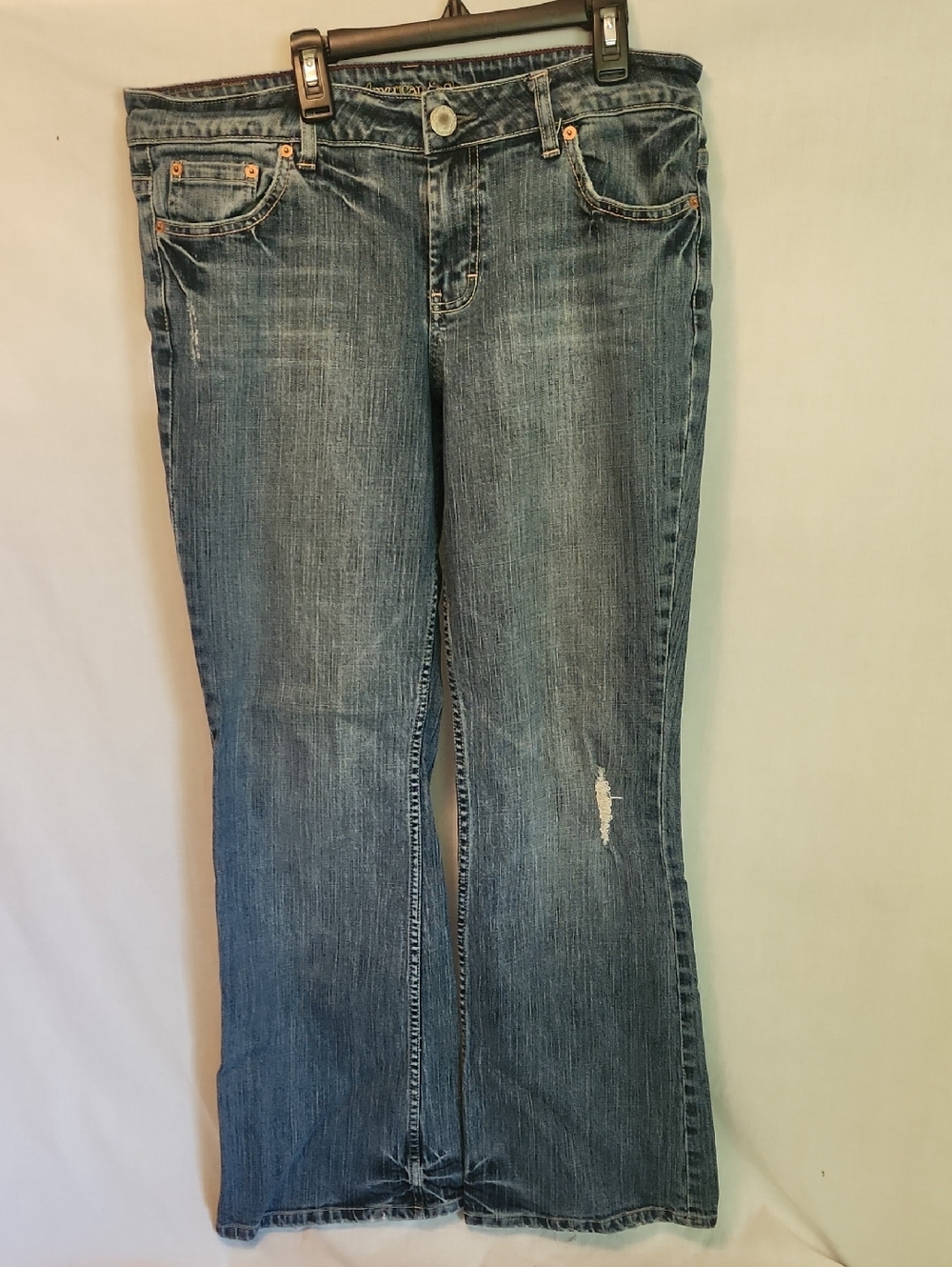 American Eagle Outfitters Distressed Blue Flare Jeans